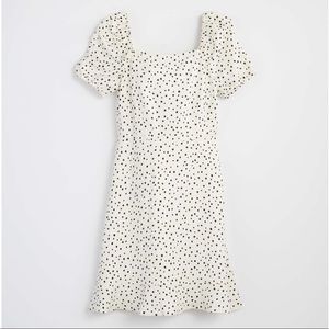 NWT LOFT Dotted Tie Back Flare Dress